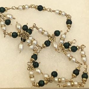 Salt Water Pearls and Green Beads